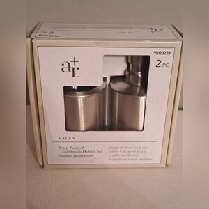 Soap Pump & Toothbrush Holder Set Allen + Roth #5023228 New